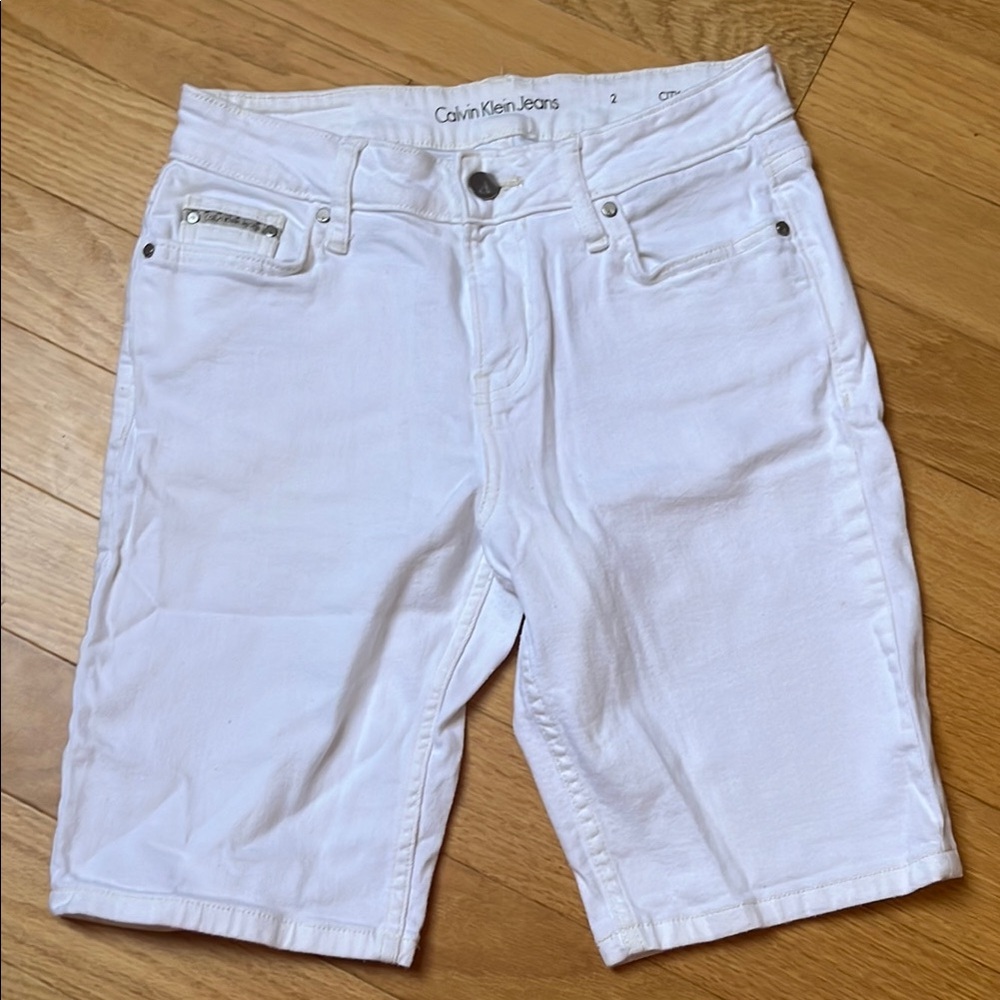 Calvin Klein White Jean City Shorts